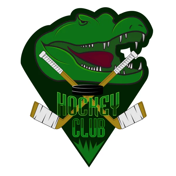 W pełni edytowalne profesjonalny hokej logo. Aligator na lodzie logo — Wektor stockowy