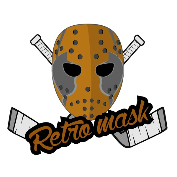 Retro logo mask hockey club — Stock vektor