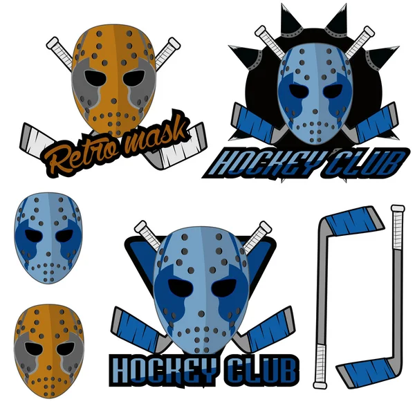 Retro logo mask hockey club — Stock vektor