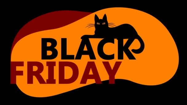 Black Friday Animation 4K with the black cat, discount 50 percent off, motion graphics — Stock Video