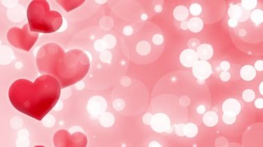 Kalp ve bokeh pembe arka plan, animasyon 4K, hareket grafikleri, Sevgililer Günü