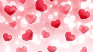 Hearts and Bokeh loop background, animasyon 4K, hareketli grafikler, Sevgililer Günü