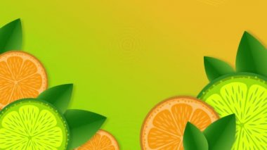 Renkli Döngü Arkaplan 4K, limonlu ve yapraklı düz animasyon, hareket grafikleri
