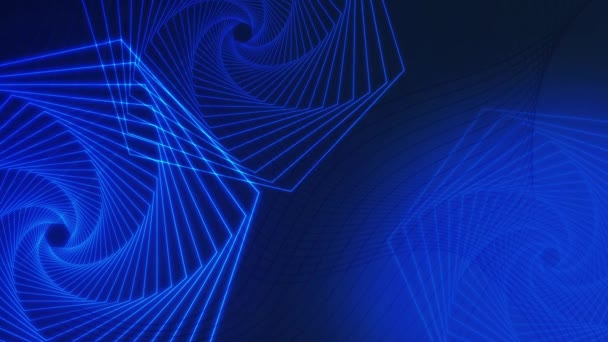 Formes géométriques sur fond bleu, animation plate 4K, motion graphics — Video