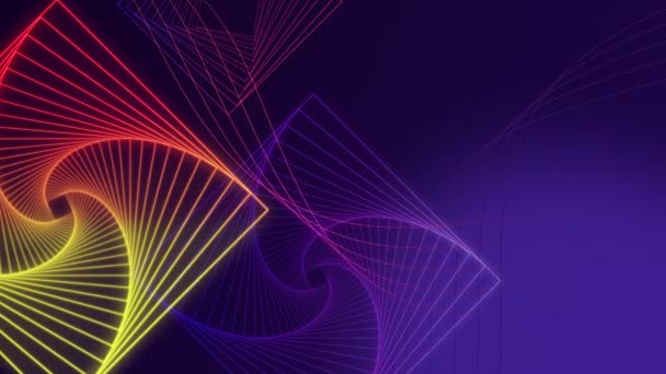 Geometric Line Art, formes colorées sur le fond violet, animation 4K, motion graphics — Video