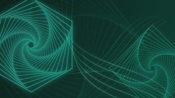 Geometric Line Art, green background with shapes, loop animation 4K, motion graphics — Stock Video