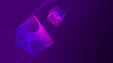 Geometrik arkaplan, pürüzsüz bir döngü üzerinde kablo dönen küpler, geleceksel animasyon 4K, hareket grafikleri