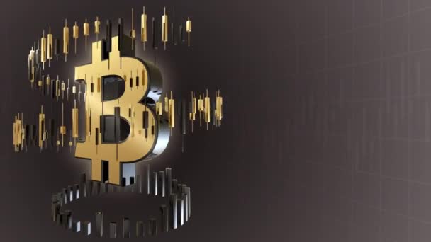 Obchodní finanční pozadí se symbolem bitcoinu — Stock video