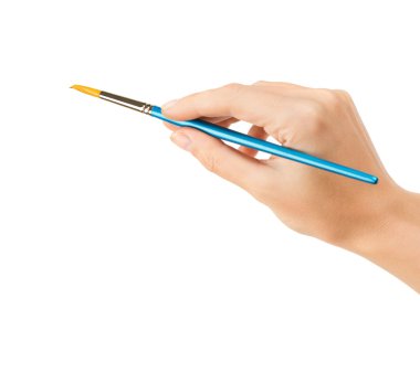 El beyaz üzerine fırça ile