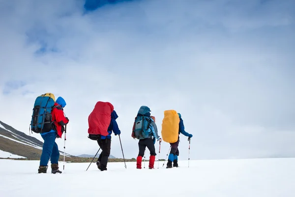 Équipe de randonneurs dans les montagnes — Photo