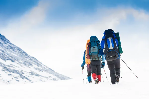 Trois randonneurs en montagne — Photo