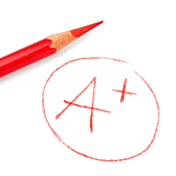 A + mit rotem Bleistift markieren — Stockfoto
