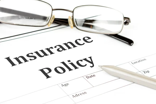 Formulário da apólice de seguro — Fotografia de Stock