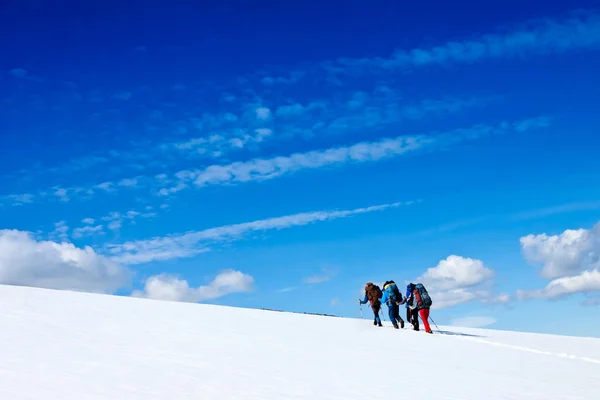 Équipe de randonneurs dans les montagnes — Photo