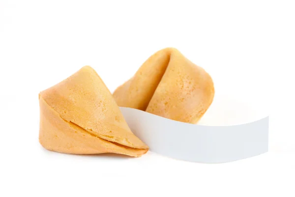 Galletas de la fortuna con deslizamiento en blanco —  Fotos de Stock