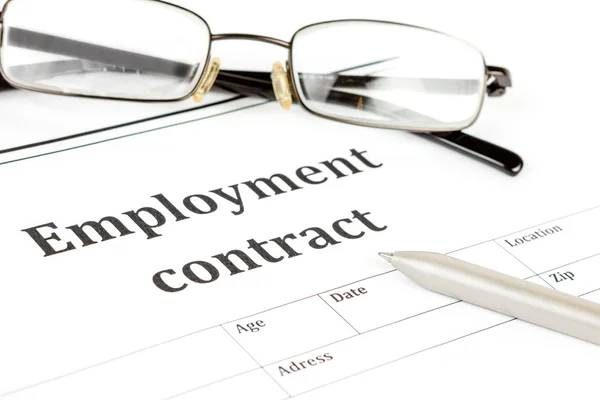 Werkgelegenheid contract document — Stockfoto