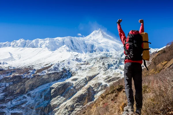 Hiker in the Himalaya mountains — Stock Photo, Image