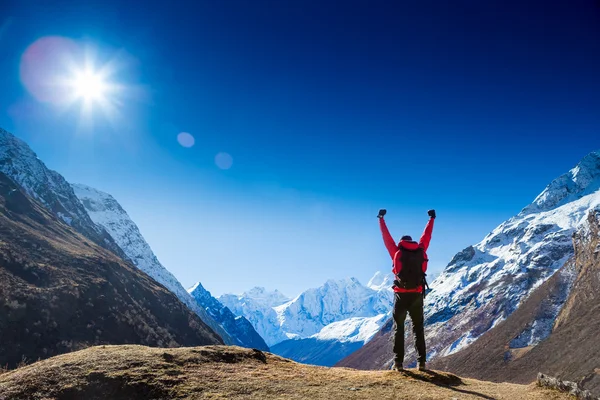 Vandrare på Everest camp — Stockfoto