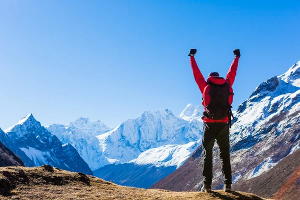 Caminhante no acampamento do Everest — Fotografia de Stock