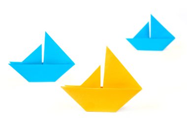 origami boats isolated clipart