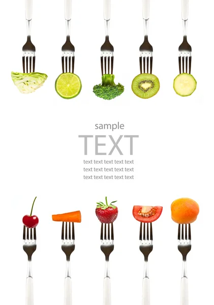 sebze ve meyve üzerinde çatal