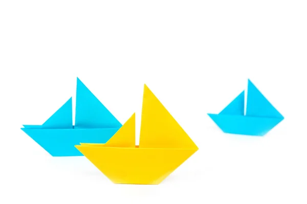 Origami lodě izolované — Stock fotografie
