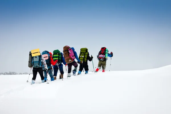 Skupina turistů v horách — Stock fotografie