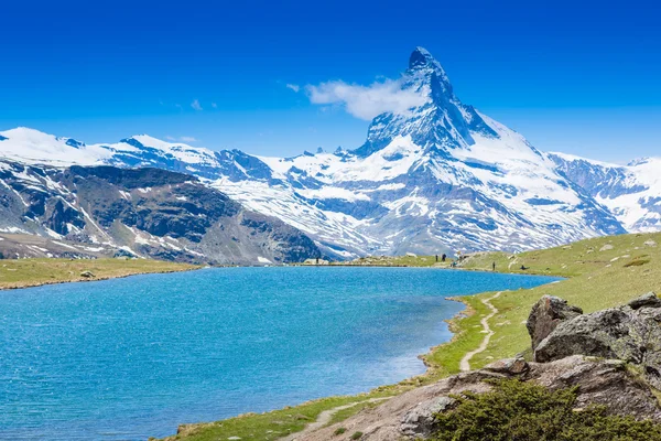 Alpine mountain lake view