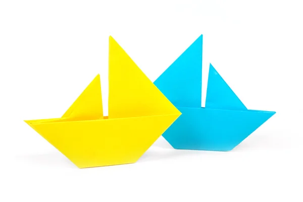 Barcos de origami isolados — Fotografia de Stock