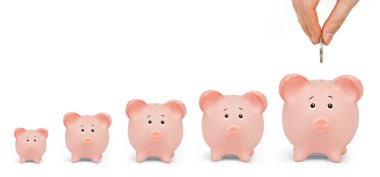 piggy banka para koyarak adam 