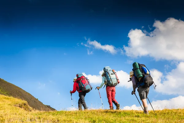 yolda yürüyen sırt çantaları grubu