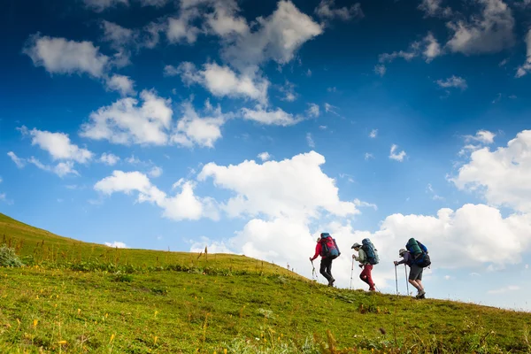 yolda yürüyen sırt çantaları grubu