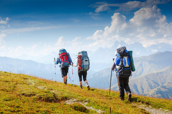 group of people hiking 