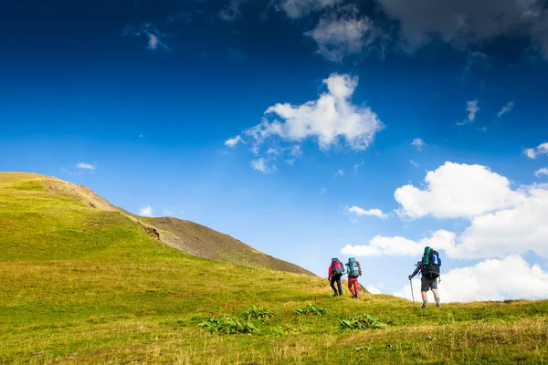 yolda yürüyen sırt çantaları grubu