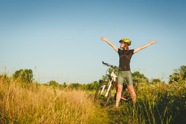 Woman with hands outstretched