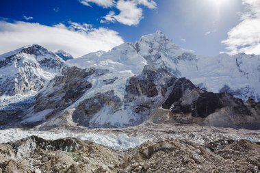Everest Dağı ve Nuptse görünümü: Sagarmatha Milli Parkı Nepal Himalaya '