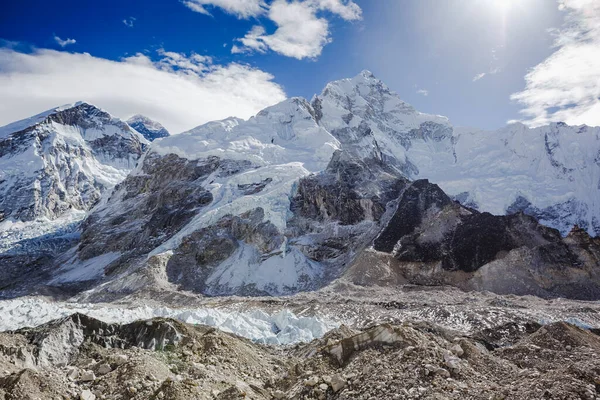 Vista Del Monte Everest Nuptse Parque Nacional Sagarmatha Nepal Himalaya — Foto de Stock