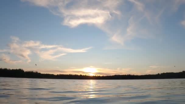 Beau coucher de soleil et ciel nuageux au-dessus d'une forêt — Video