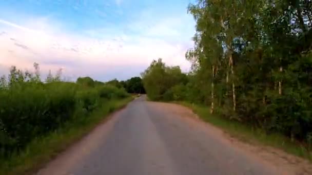 Timewarp de um passeio em uma estrada ao lado de um lago de floresta — Vídeo de Stock
