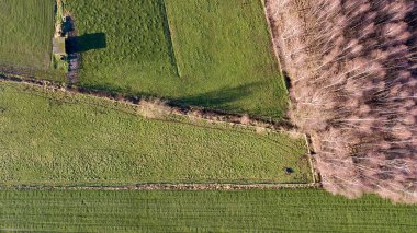 Çiftlik arazilerindeki Arial görüş geometrik şekilleri, İHA ile yukarıdan çekildi.