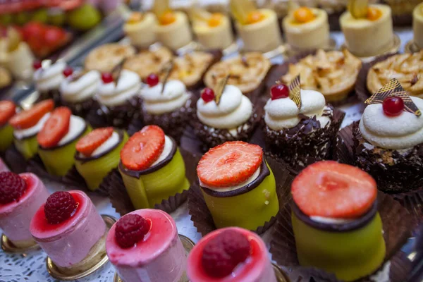 delicious catering plate of sweet desserts combo types