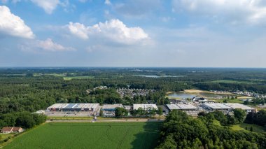Breebos, Rijkevorsel, Belgium july 2021. aerial view on the shopping centre and camping Breebos in Rijkevorsel, Antwerp area, Belgium, Europe