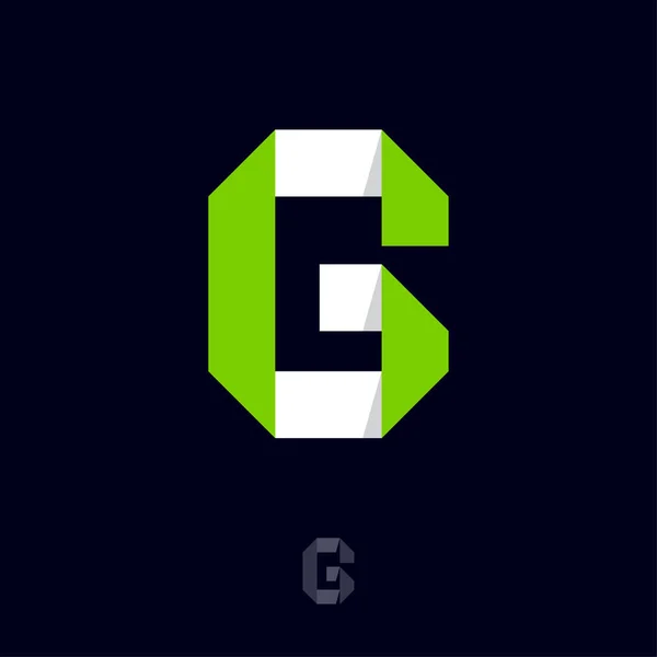 Монограмма Логотип Оригами Буква Бело Зелёная Лента Бумажная Фигура Монохромный — стоковый вектор