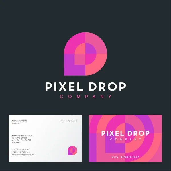 Pixel Drop Logo Monograma Como Gota Pixelato Carta Como Mosaico — Vetor de Stock