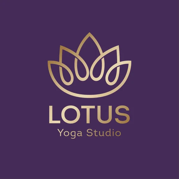 Loto Logo Icono Del Estudio Yoga Flor Loto Consisten Líneas — Vector de stock