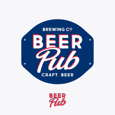 Bira barı logosu. Bira şirketi amblemi. Tabela üzerindeki güzel harflerin kompozisyonu. Klasik stil.