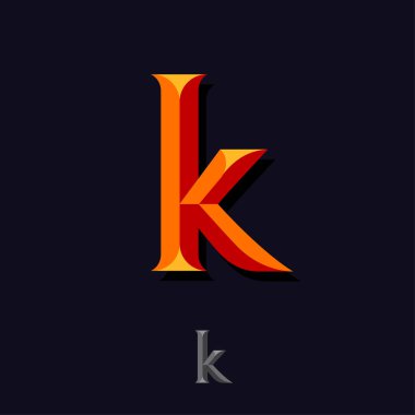 K harfi. Bright K baş harfleri. Logo iş, şirket, kıyafet, mücevher, kaliteli mal, web simgesi, bina, inşaat veya mülk için kullanılabilir