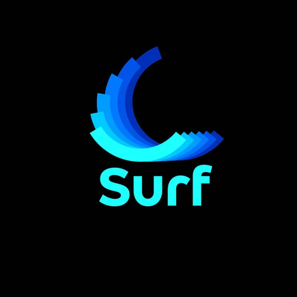 Surflogo Das Logo Besteht Aus Mehreren Dynamischen Lockenformen Ein Geschichtetes — Stockvektor