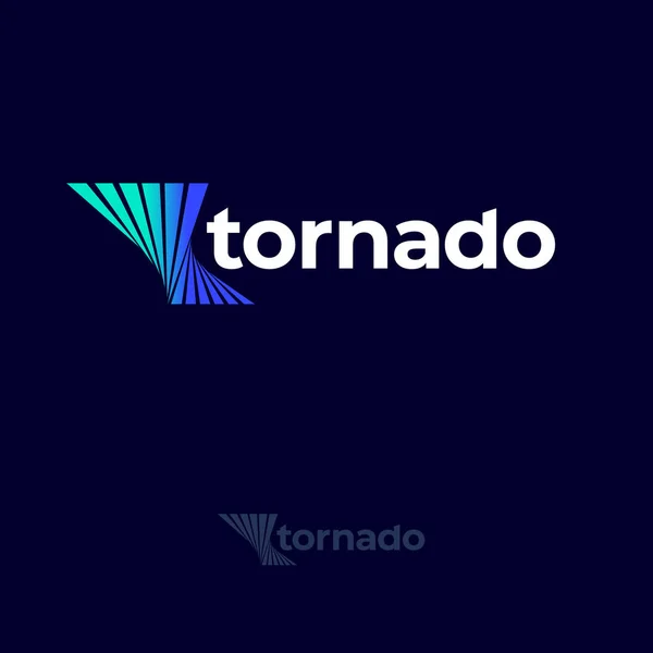 Logo Tornado Formas Retorcidas Como Vórtice Letras Blancas Emblemas Tornado — Vector de stock