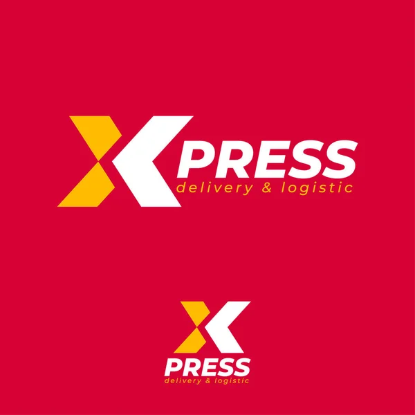 Логотип Press Логотип Express Эмблема Логистической Транспортной Компании Монограмма Стрелкой — стоковый вектор